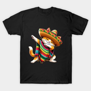 Cinco De Mayo Funny Mexican Cat Sombrero Poncho T-Shirt